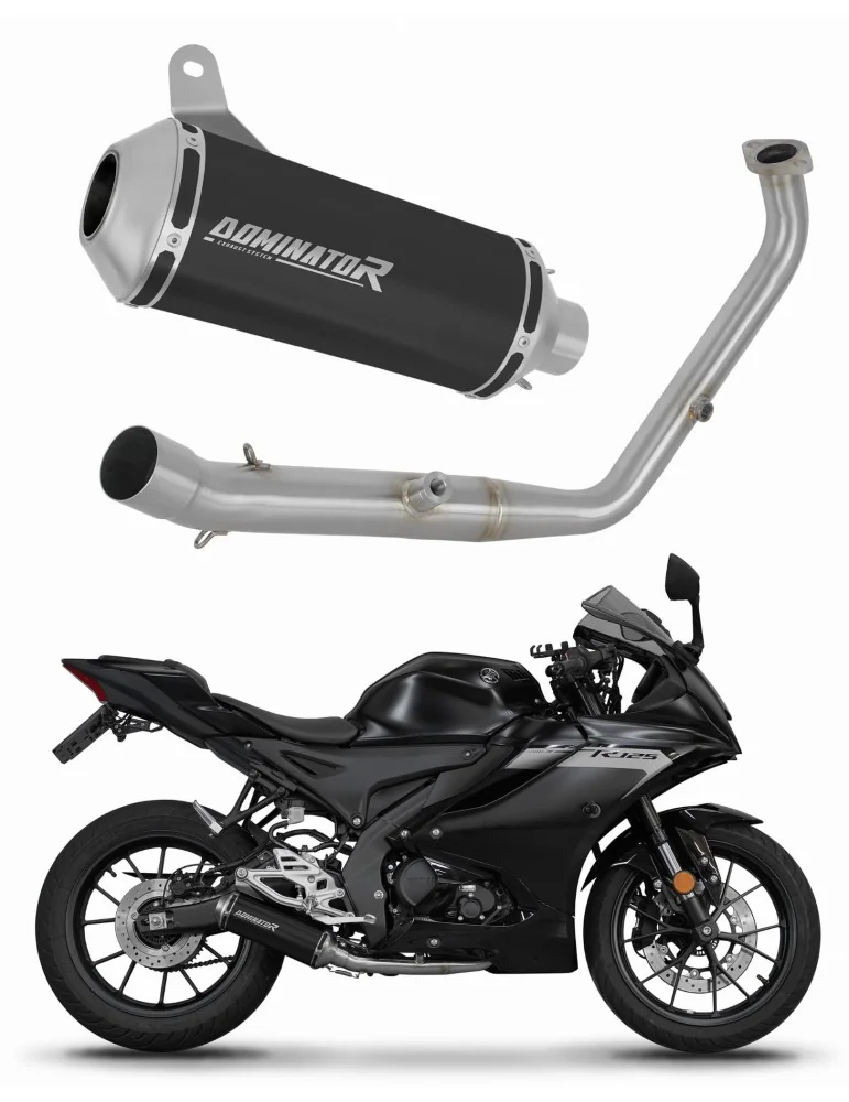 Ligne d'échappement complète inox Dominator OV G2 Noir pour Yamaha YZF R125 Euro 5+ (2024-2025)