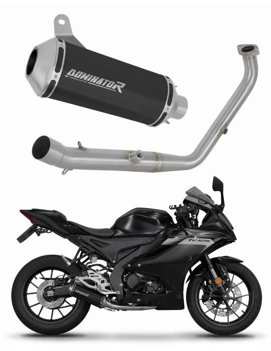 Ligne d'échappement complète inox Dominator OV G2 Noir pour Yamaha YZF R125 Euro 5+ (2024-2025)