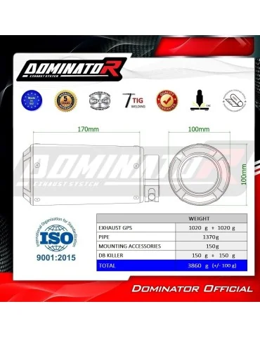 Silencieux slip-on Dominator GPS pour Suzuki GSXR 1000 K9 L0 L1 (2009-2011)