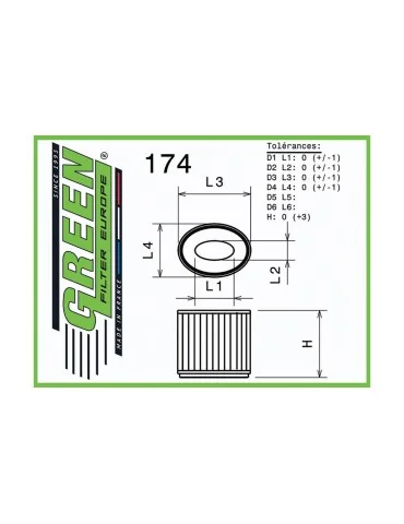 Filtre à air sport Green Filter pour ALFA ROMEO 159 SPORTWAGON 1,8L MPI (140 cv) depuis 2005