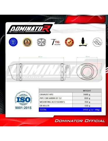 Silencieux slip-on Dominator HP2 Noir pour Honda CBR 600RR (2007-2012)