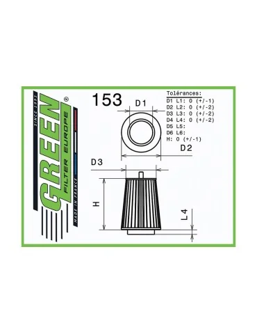 Filtre à air sport Green Filter pour AUDI ALLROAD II (4FH) 3,0L TFSI (290 cv) 10/2008 - 09/2011
