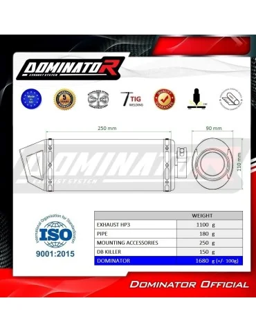 Silencieux slip-on Dominator HP3 Noir pour Aprilia Tuono V4 1100 RR Low Level (2015-2016)