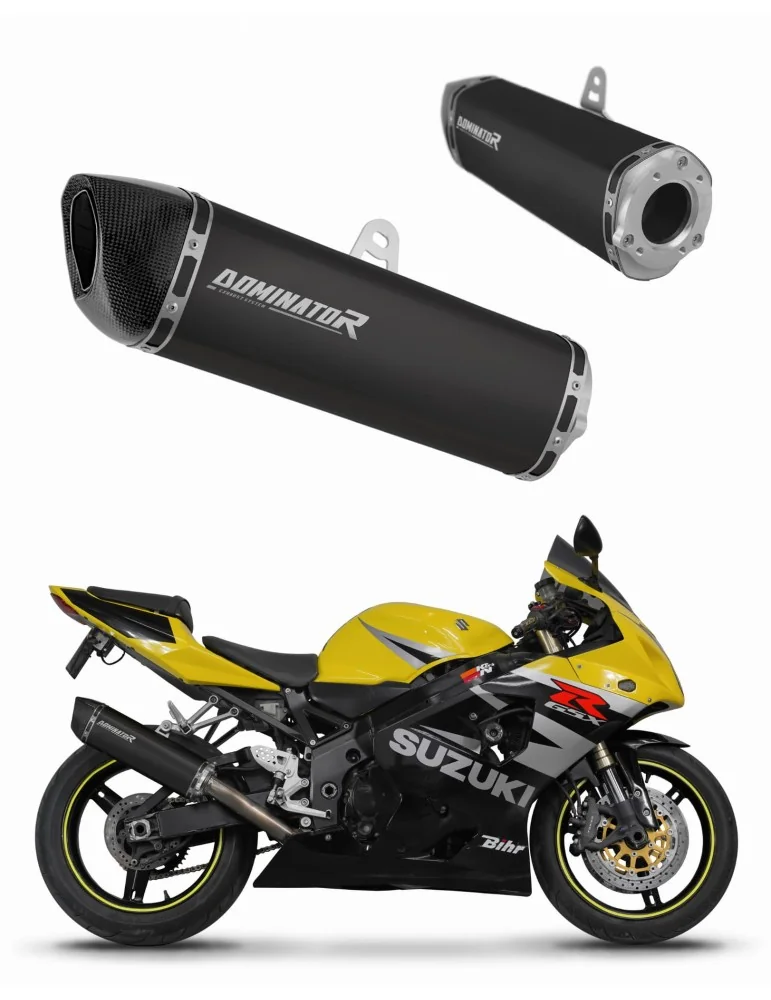 Silencieux bolt-on Dominator HP6 Noir pour Suzuki GSXR 750 K1-K5 (2001-2005)