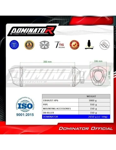 Silencieux slip-on Dominator HP6 Noir pour Honda CBR 600 F4i Sport (2001-2006)