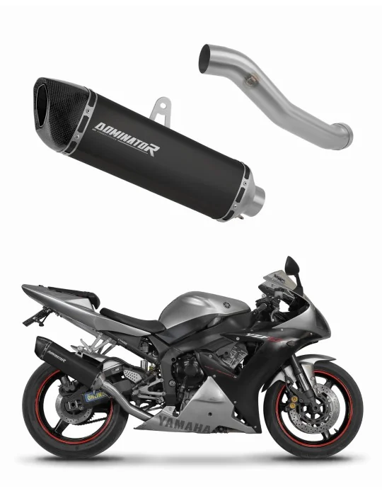 Silencieux slip-on Dominator HP6 Noir pour Yamaha YZF R1 1000 RN09 2002-2003, vue 1
