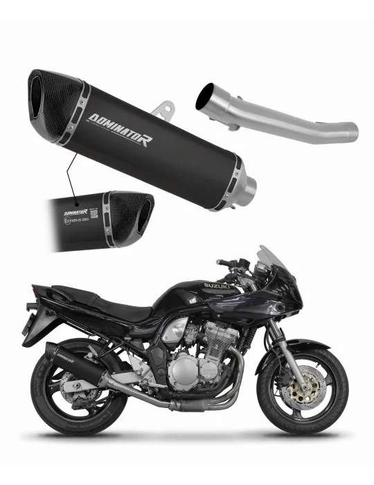 Silencieux slip-on homologué Dominator HP6 Noir pour Suzuki GSF Bandit N / S 600 1995-1999, vue 1