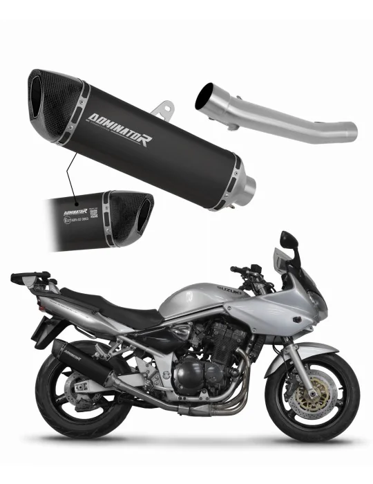 Silencieux slip-on homologué Dominator HP6 Noir pour Suzuki GSF Bandit 600 2000-2004, vue 1