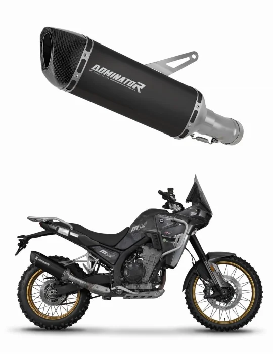 Silencieux slip-on Dominator HP6 Noir pour Kove 800 X Pro Adventure 2023-2026, vue 1