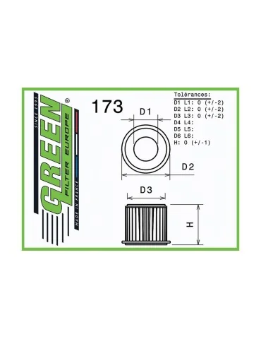 Filtre à air sport Green Filter pour FORD TOURNEO CONNECT II (CHC) 1,6L TDCI (95 cv) depuis 12/2013