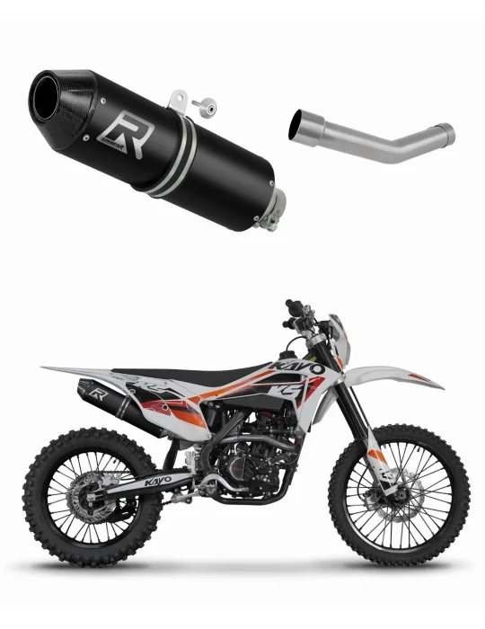Silencieux slip-on Dominator MX2 Noir pour Kayo K5 300 Enduro 2024-2025, vue 1