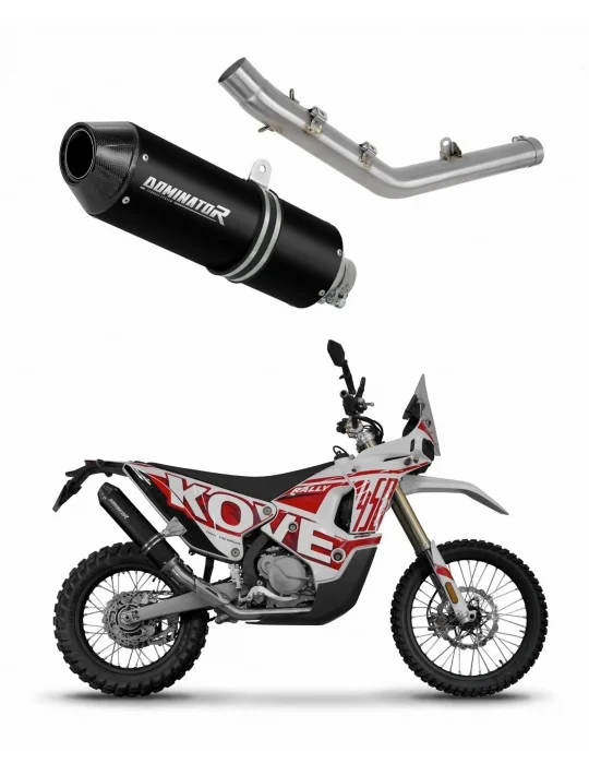Silencieux slip-on Dominator MX2 Noir pour Kove 450 Rally 2023-2025, vue 1