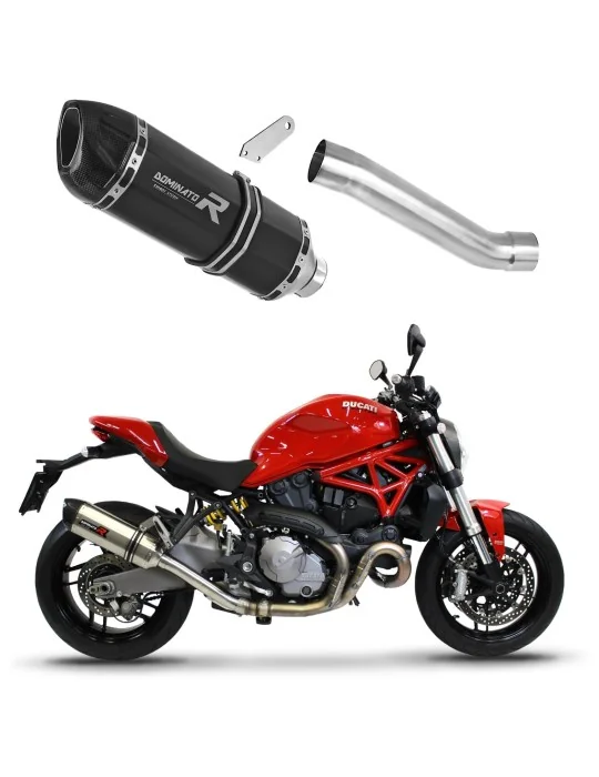 Silencieux slip-on Dominator HP1 Noir pour Ducati Monster 821 2018-2021, vue 1