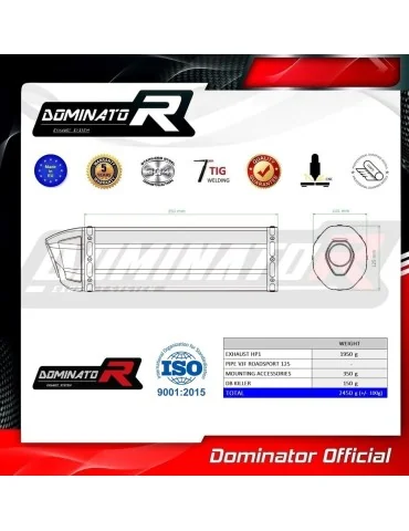 Silencieux bolt-on Dominator HP1 Noir pour Daelim VJF Roadsport 125