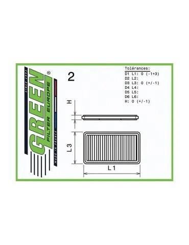 Filtre à air sport Green Filter pour HYUNDAI i30/I30 CW (PD) 1,4L MPI (100 cv) depuis 2017
