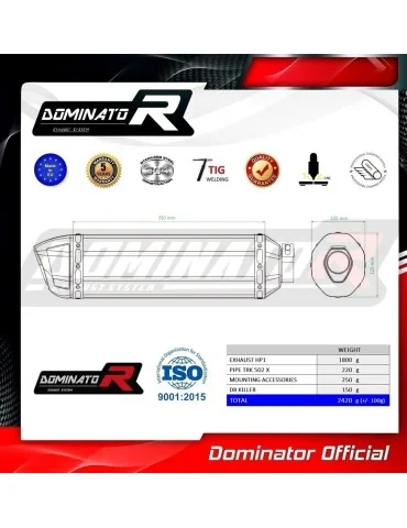 Silencieux slip-on Dominator HP1 Noir pour Benelli TRK 502X (2018-2021)