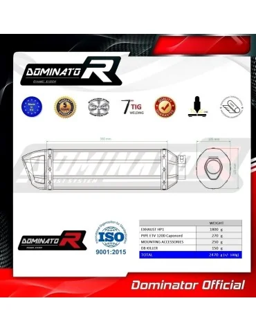 Silencieux slip-on Dominator HP1 Noir pour Aprilia ETV 1200 Caponord (2013-2016)