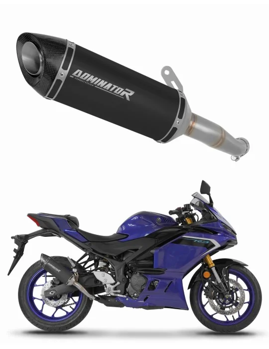 Silencieux slip-on Dominator HP8 Noir pour Yamaha YZF-R3 2025-2026, vue 1