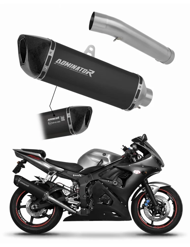 Silencieux slip-on homologué Dominator HP6 Noir pour Yamaha YZF R6 (2003-2005)