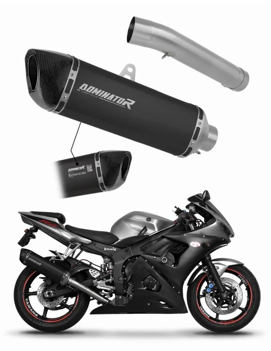 Silencieux slip-on homologué Dominator HP6 Noir pour Yamaha YZF R6 2003-2005, vue 1
