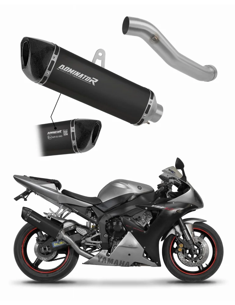 Silencieux slip-on homologué Dominator HP6 Noir pour Yamaha YZF R1 1000 RN09 (2002-2003)