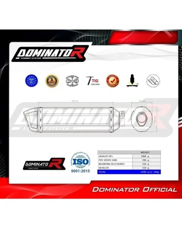 Silencieux slip-on homologué Dominator HP1 Noir pour Kawasaki Versys 1000 (2019-2024)