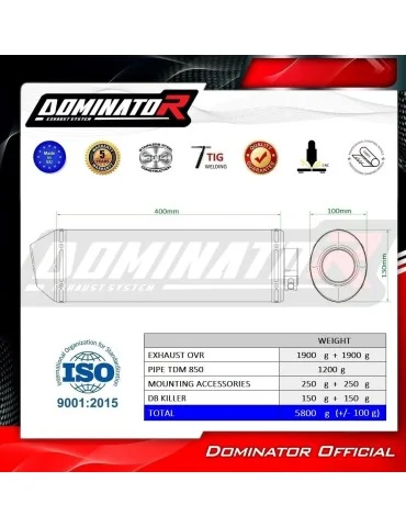Silencieux slip-on Dominator OVR pour Yamaha TDM 850 (1991-1995)