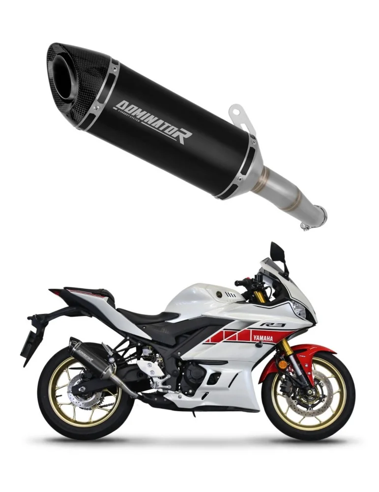 Silencieux slip-on Dominator HP8 Noir pour Yamaha YZF-R3 (2019-2024)