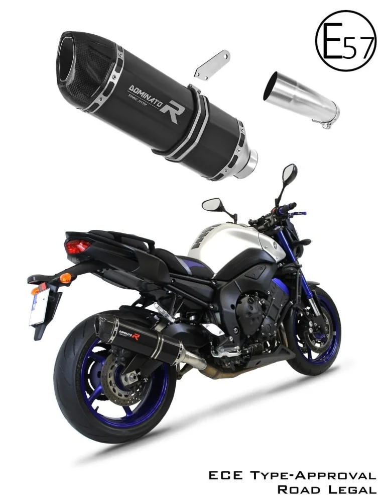 Silencieux slip-on homologué Dominator HP1 Noir pour Yamaha FZ 8 N / FZ8 S Fazer (2010-2016)