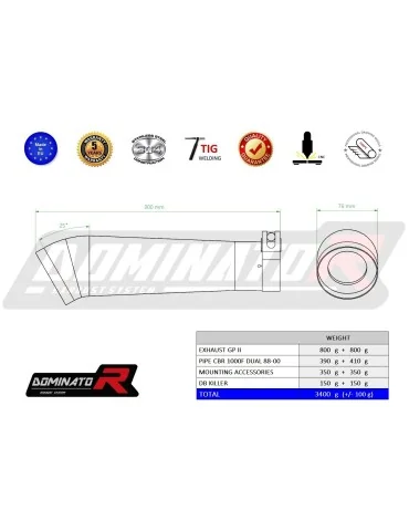 Silencieux slip-on Dominator GP2 pour Honda CBR 1000F Dual (1988-2000)