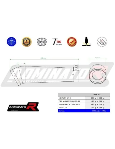 Silencieux slip-on Dominator GP2 pour Ducati Monster 800 (1996-2005)