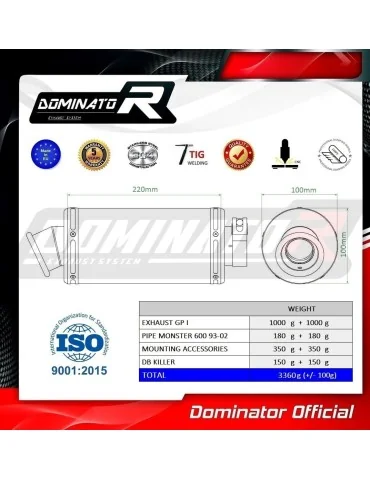 Silencieux slip-on Dominator GP1 pour Ducati Monster 600 (1993-2002)