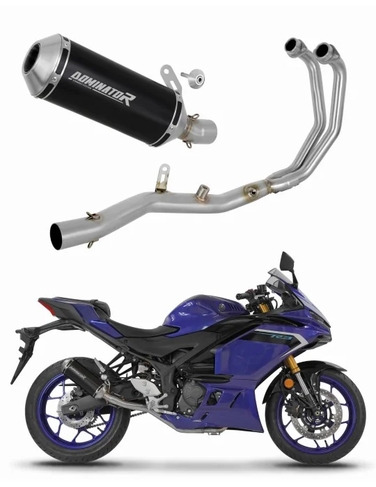 Ligne d'échappement complète inox Dominator OV G2 Noir pour Yamaha YZF-R3 2025-2026, vue 1