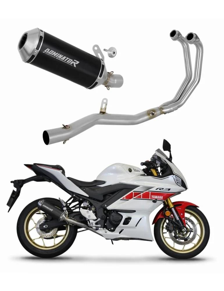 Ligne d'échappement complète inox Dominator OV G2 Noir pour Yamaha YZF-R3 (2019-2024) - réf. YA147DABL