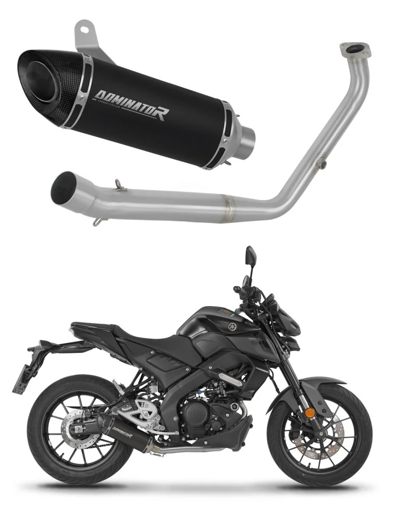Ligne d'échappement complète inox Dominator HP8 Noir pour Yamaha MT 125 (2021-2024)
