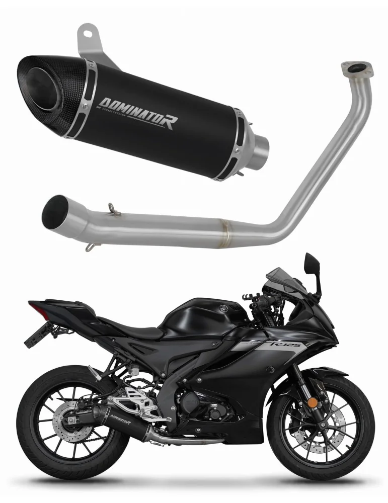 Ligne d'échappement complète inox Dominator HP8 Noir pour Yamaha YZF R125 (2019-2020)