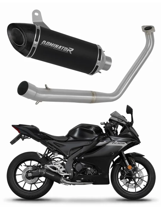 Ligne d'échappement complète inox Dominator HP8 Noir pour Yamaha YZF R125 2019-2020, vue 1