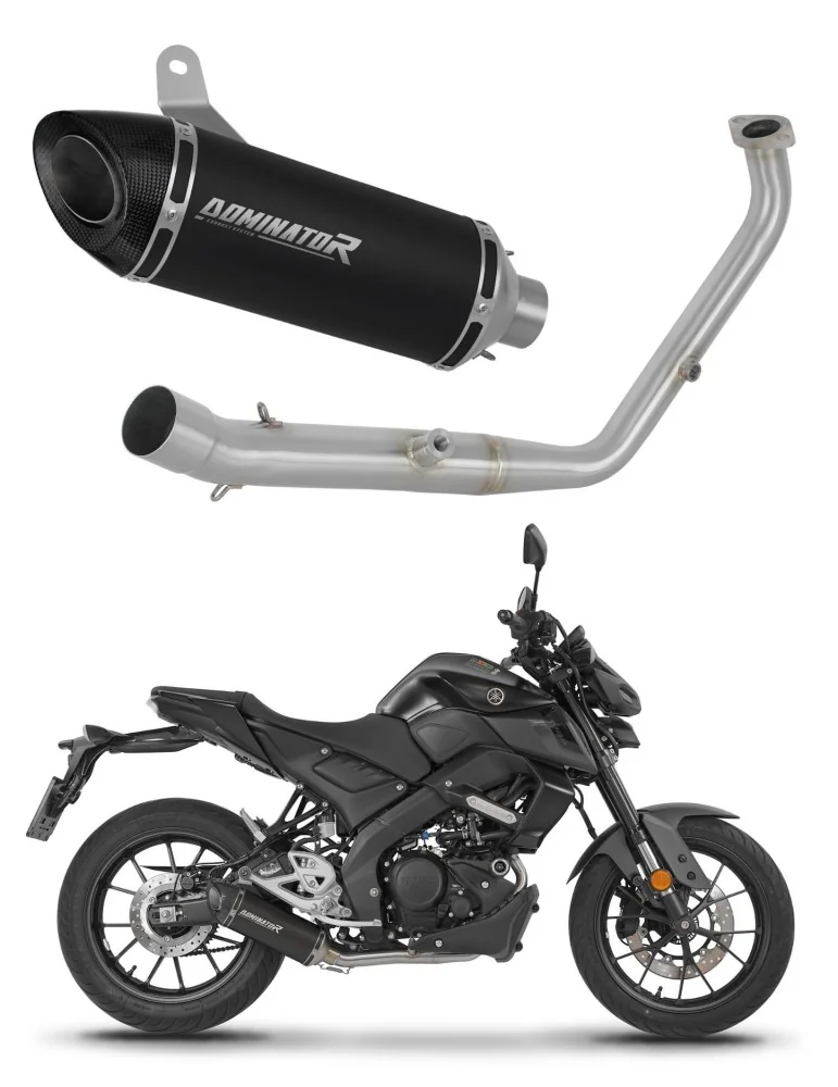Ligne d'échappement complète inox Dominator HP8 Noir pour Yamaha MT 125 Euro 5+ (2024-2026)