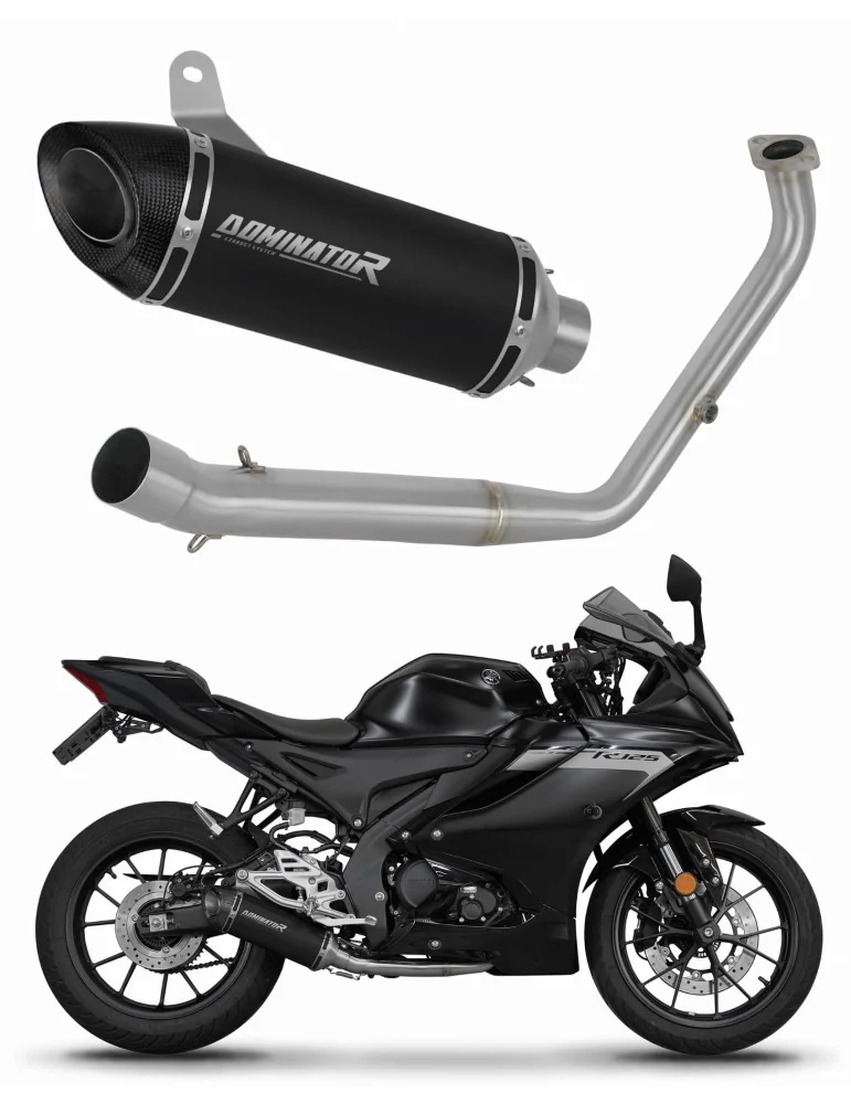 Ligne d'échappement complète inox Dominator HP8 Noir pour Yamaha YZF R125 Euro 5 (2021-2024)