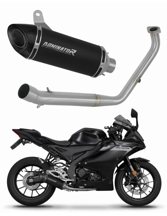 Ligne d'échappement complète inox Dominator HP8 Noir pour Yamaha YZF R125 2021-2024, vue 1