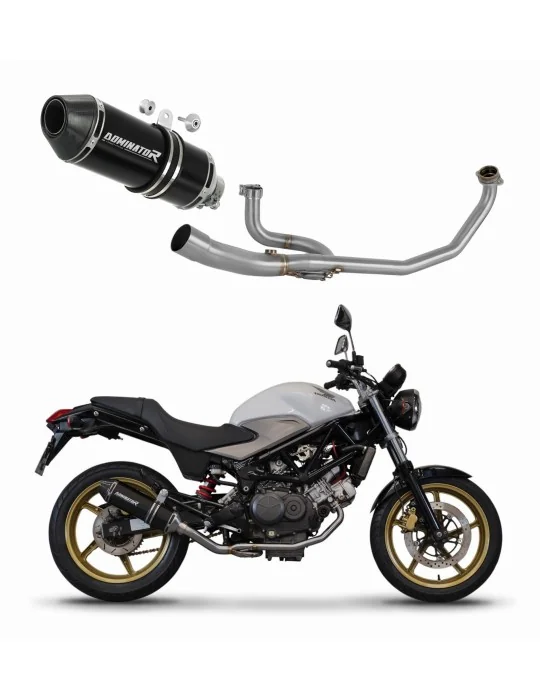 Ligne d'échappement complète inox Dominator HP3 Noir pour Honda VTR 250 2009-2015, vue 1