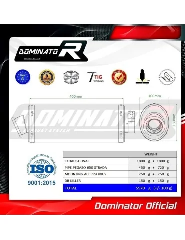 Silencieux slip-on Dominator OV pour Aprilia Pegaso 650 Strada (2005-2006)