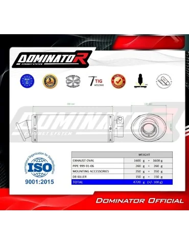 Silencieux slip-on Dominator OV pour Ducati 999 (2001-2006)