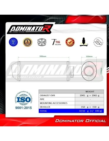 Silencieux slip-on Dominator OVR pour Ducati 1098 (2007-2009)