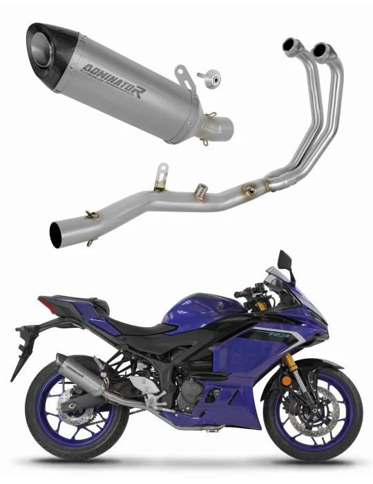 Ligne d'échappement complète Dominator HP8 Titane pour Yamaha YZF-R3 2025-2026, vue 1