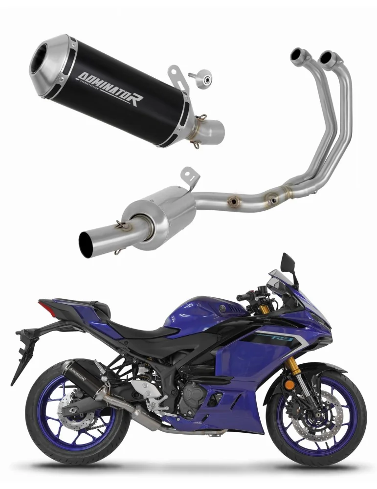 Ligne d'échappement complète inox Dominator OV G2 Noir EX pour Yamaha YZF-R3 (2025-2026)