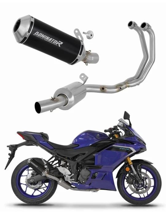 Ligne d'échappement complète inox Dominator OV G2 Noir EX pour Yamaha YZF-R3 2025-2026, vue 1