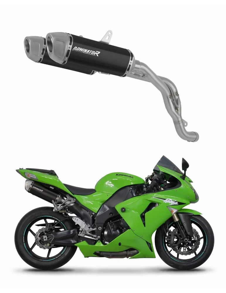 Silencieux slip-on Dominator S6 Noir pour Kawasaki ZX10R (2006-2007) - réf. KA089DS6BL
