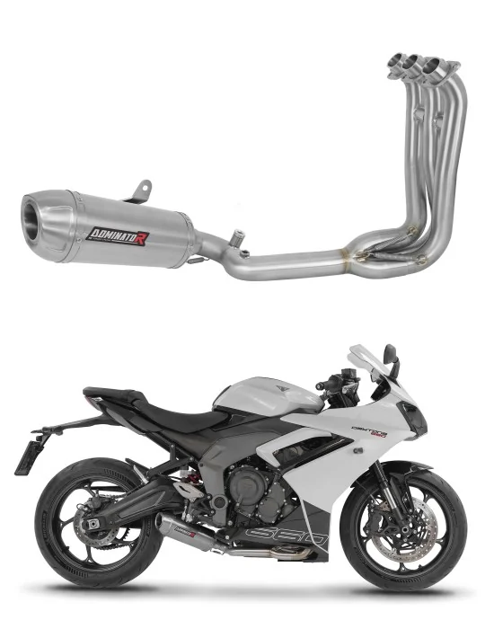 Ligne d'échappement complète inox Dominator S3 pour Triumph Daytona 660 2024-2026, vue 1