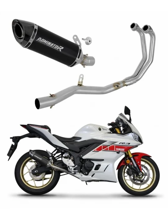 Ligne d'échappement complète inox Dominator HP8 Noir pour Yamaha YZF-R3 2019-2024, vue 1